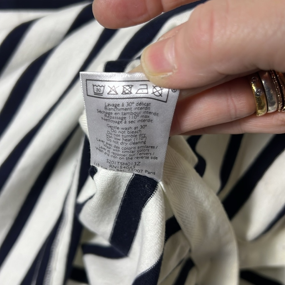 Sezane Navy and Cream Striped Long-Sleeve Button-Side Top - Picture 14 of 16
